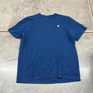 vintage apple navy blue small logo tech shirt size large